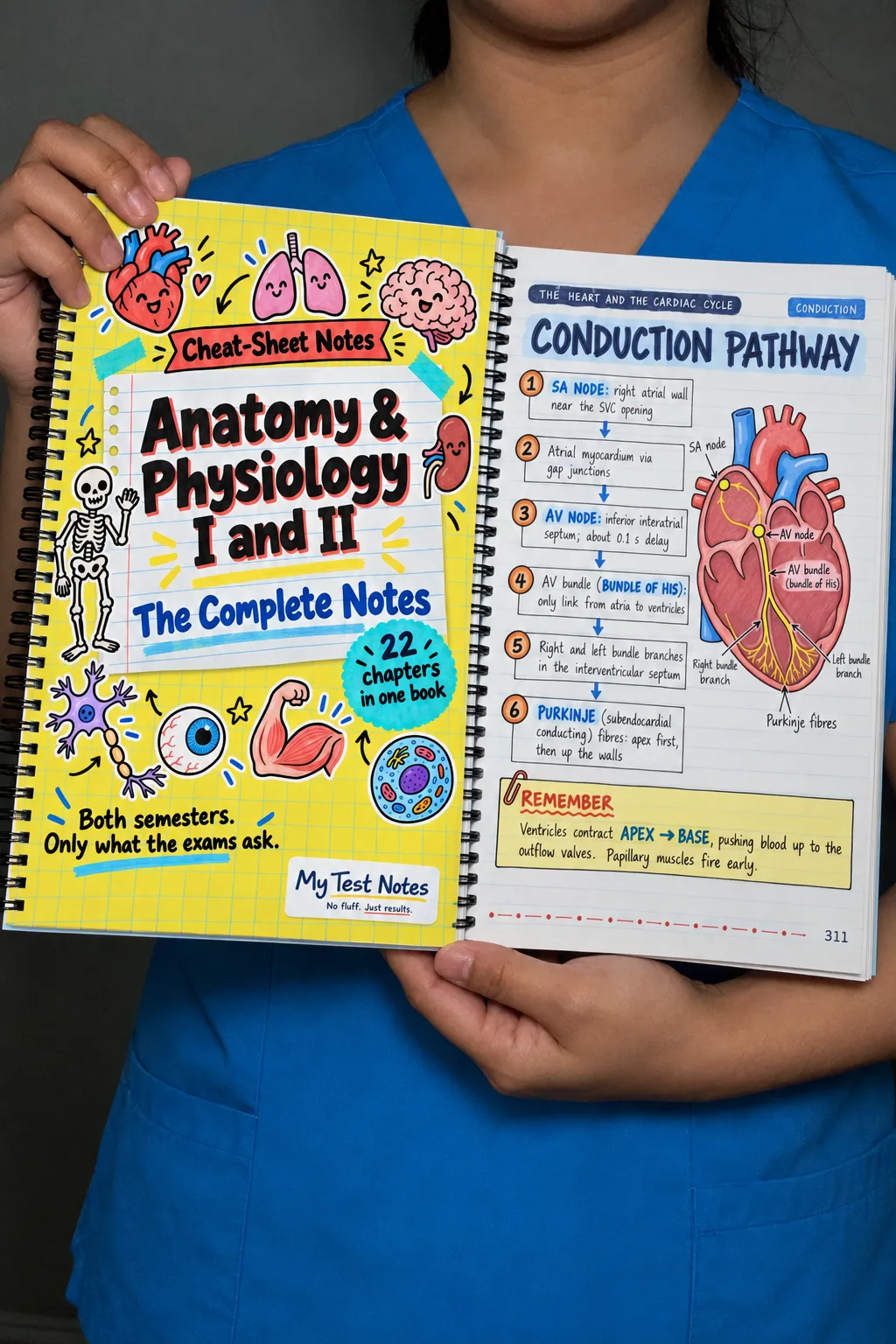 Anatomy & Physiology I and II: The Complete Handwritten-style Notes