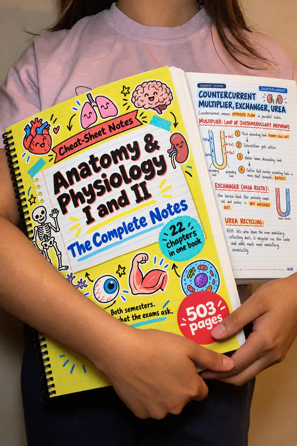 Anatomy & Physiology I and II: The Complete Handwritten-style Notes